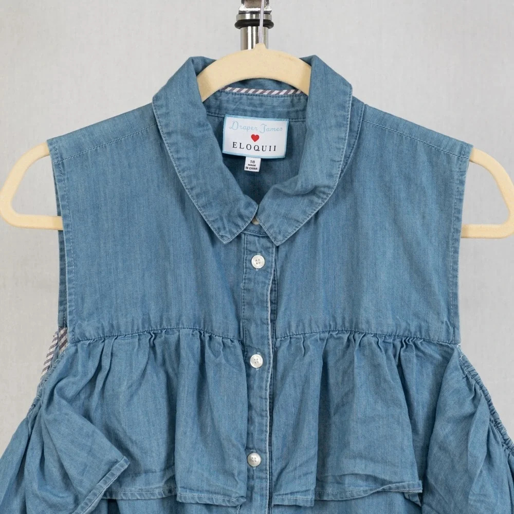 Draper James for EloquiiI Cold-Shoulder Button Down size 18 #1124 - Picture 5 of 8